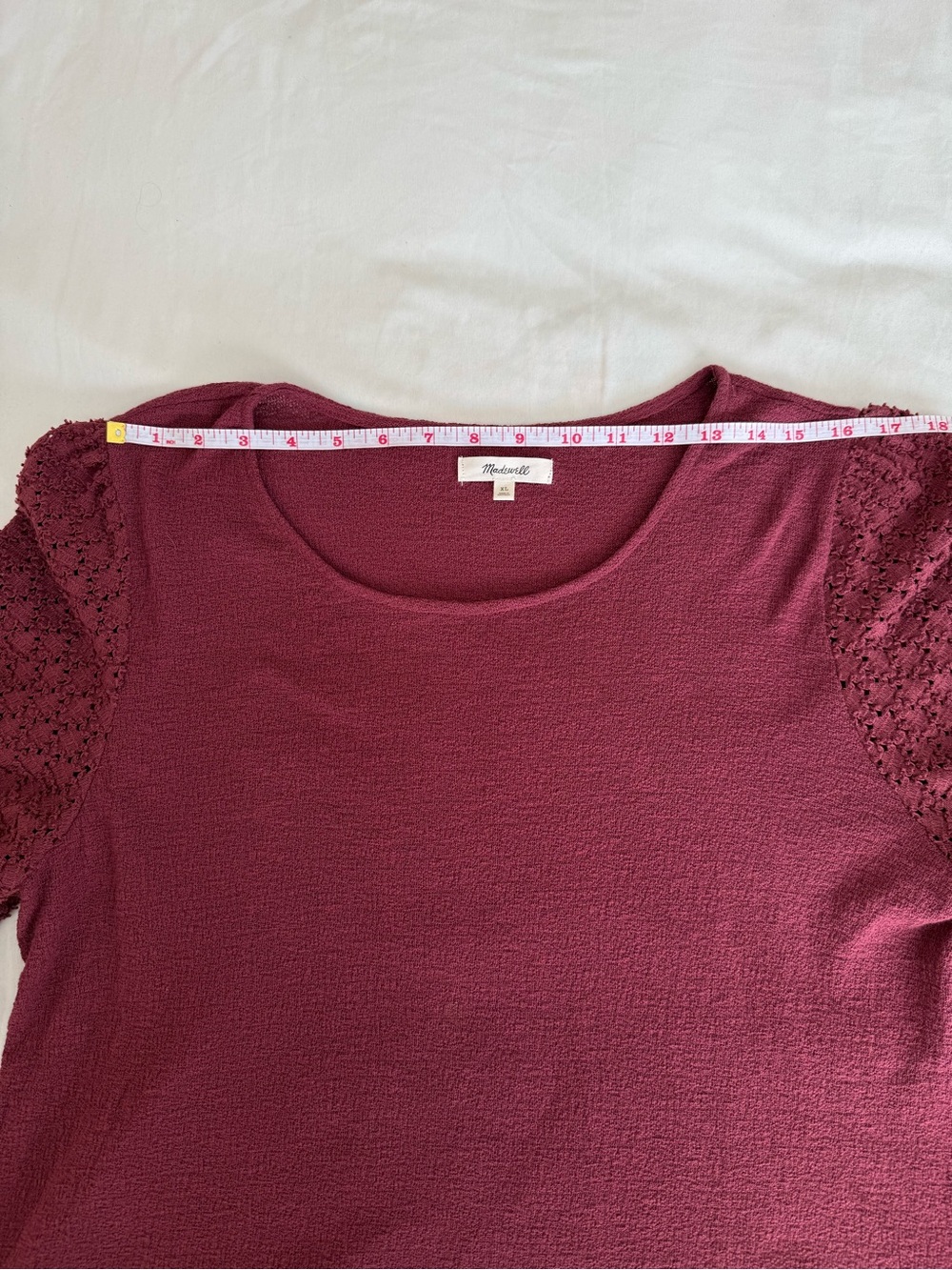 Madewell Knit Top Lace Knit Ruffle Sleeves 100% Cotton XL - Picture 9 of 14